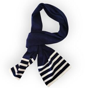 Polo Scarf Wrap Unisex Navy White Stripes Long Rectangle Knit Cottage Classicore